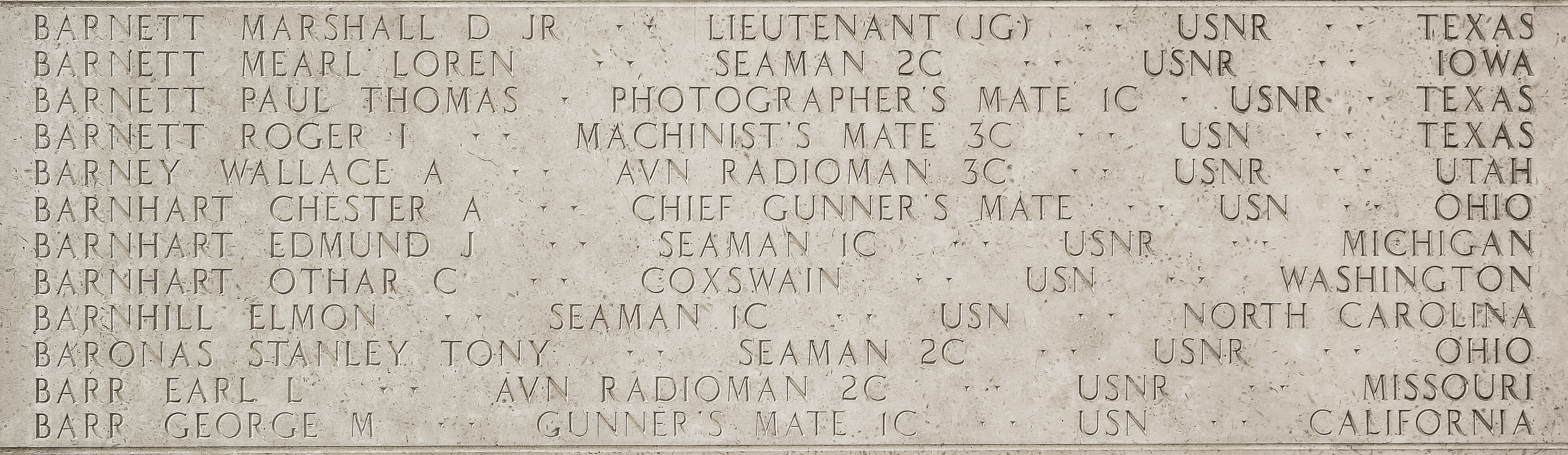 Chester A. Barnhart, Chief Gunner's Mate